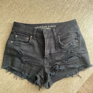 Black American Eagle Distressed Shorts 4
